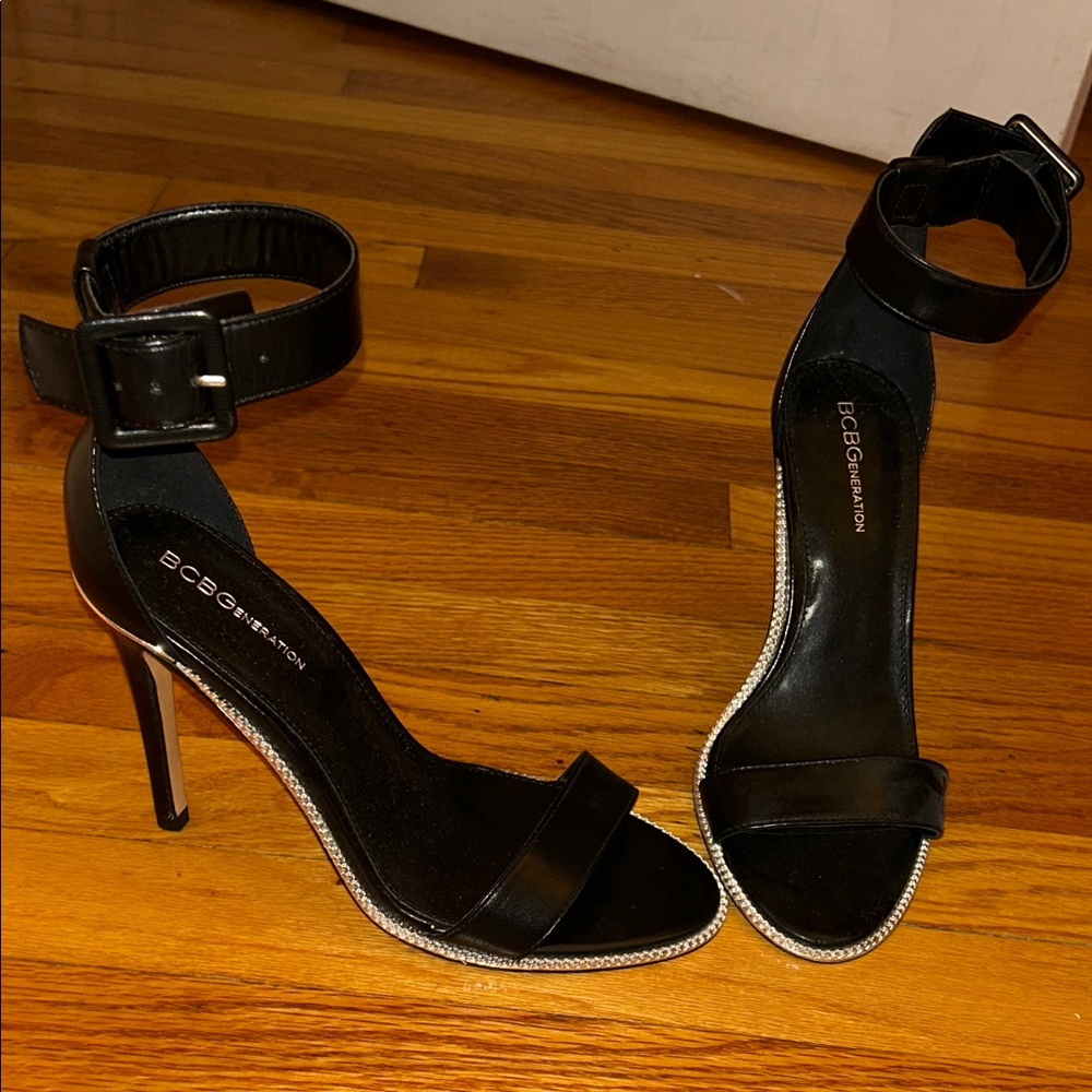 BCBGeneration Black Ankle Strap Heels - Picture 2 of 5